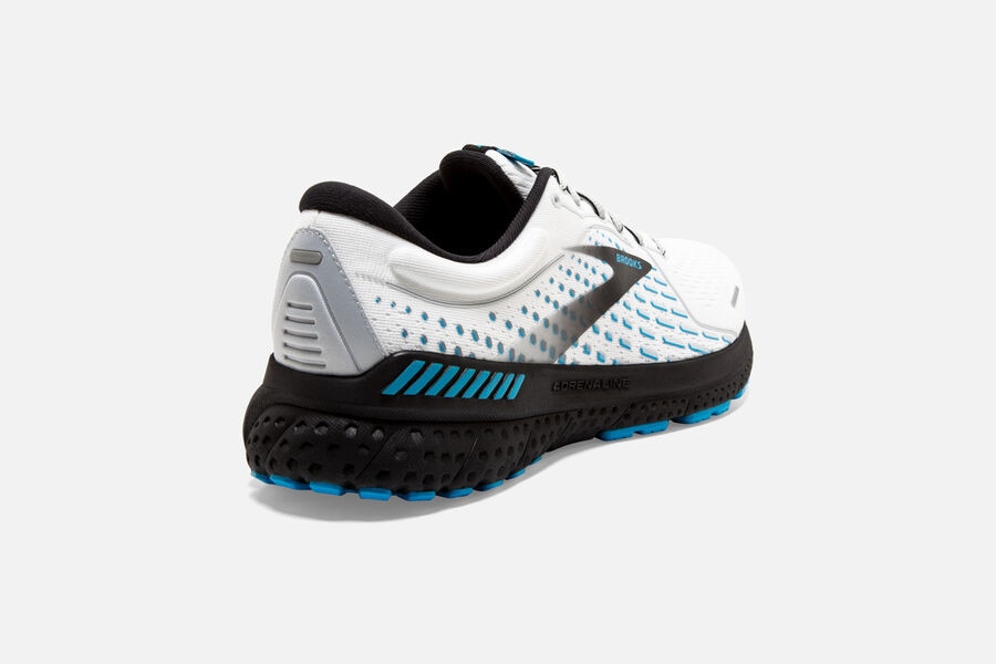 Brooks Running Shoes - Adrenaline GTS 21 Road Mens - White/Black/Blue - IHT-095674